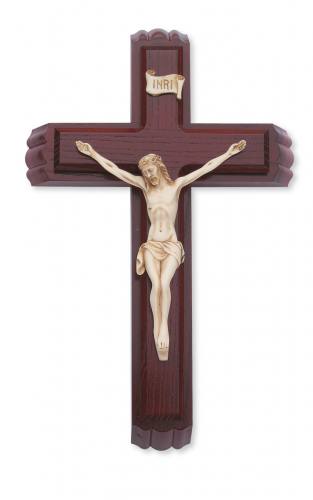 Crucifix Sick Call 13 inch Cherry Resin Corpus