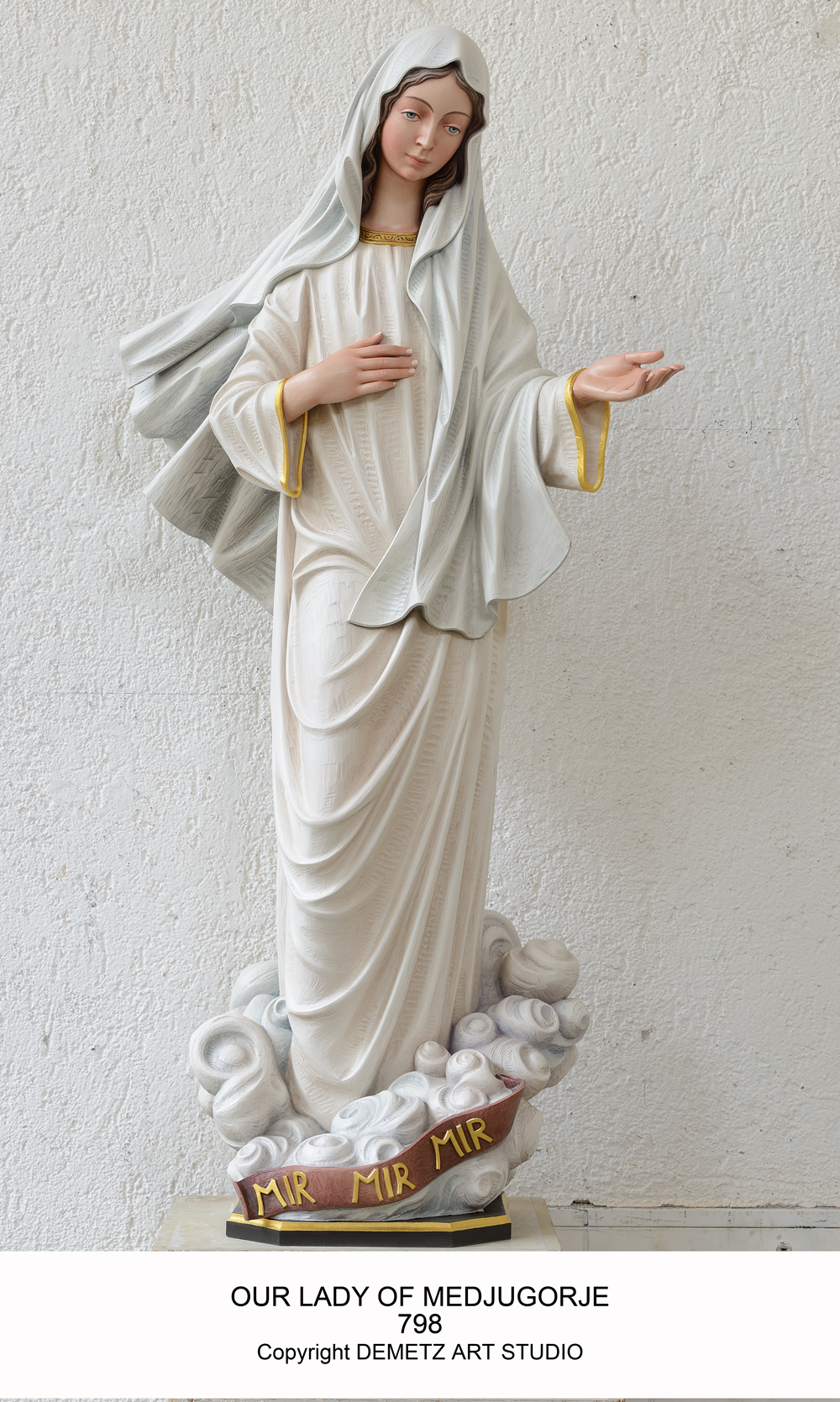 Statue Our Lady Of Medjugorje 36" Linden Wood