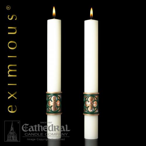 Paschal Christus Rex Complementing Altar Candles Pair