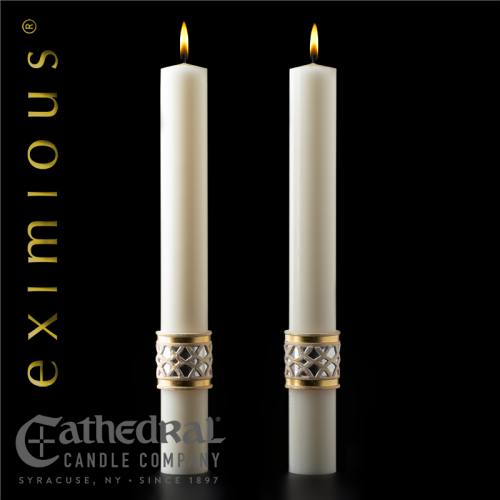 Paschal Merciful Lamb Complementing Altar Candles Pair