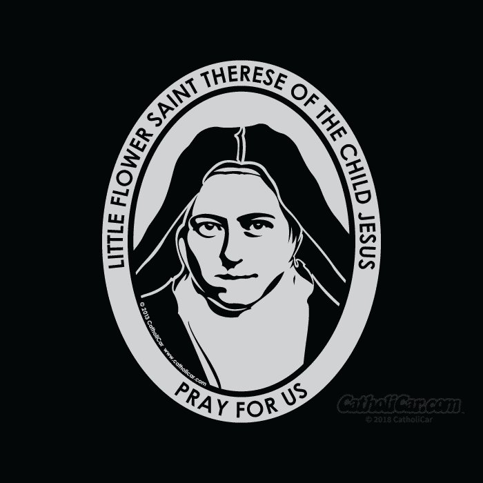 Auto Decal St Therese Silver