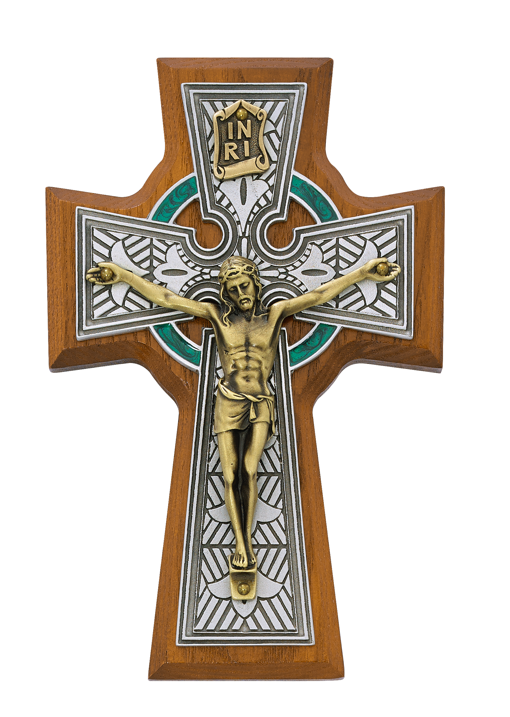 5 1/2in Walnut Stained Celtic Crucifix