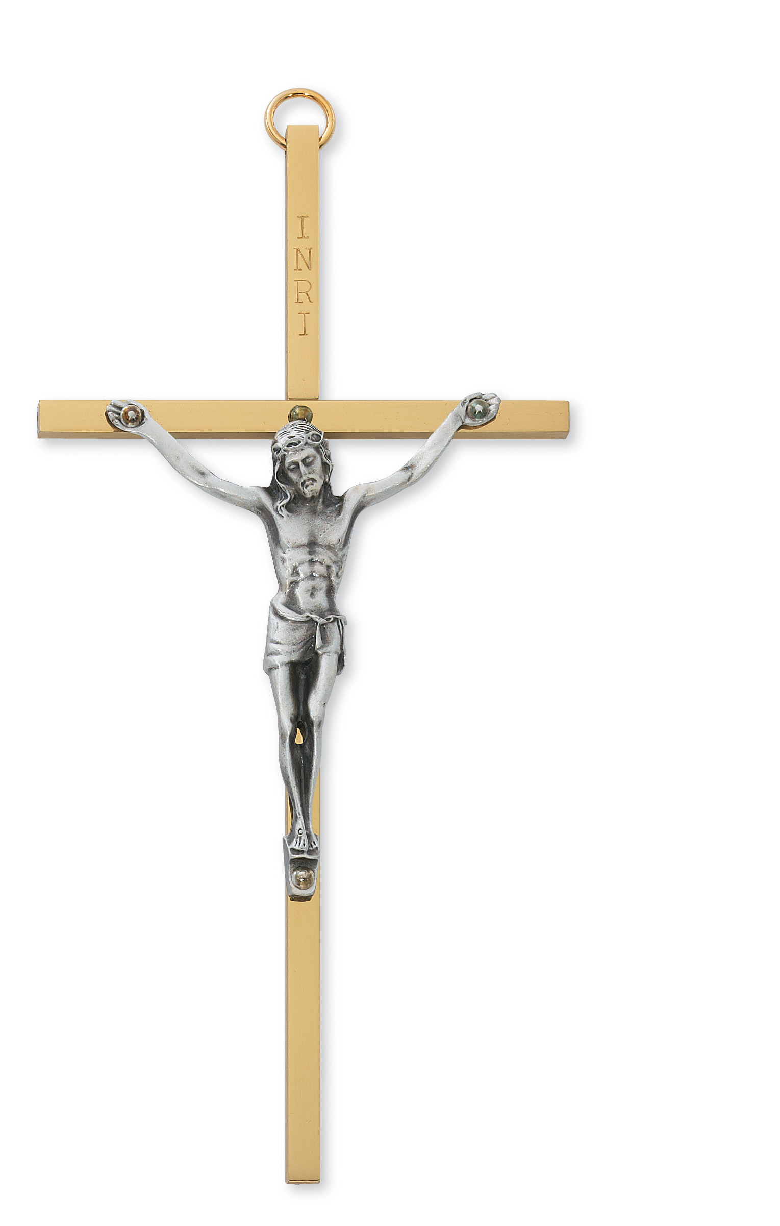 6 in. Brass Cross with Pewter Corpus