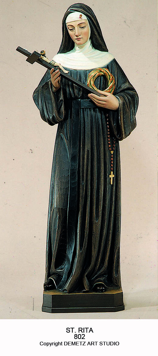 Statue St. Rita 36" Linden Wood