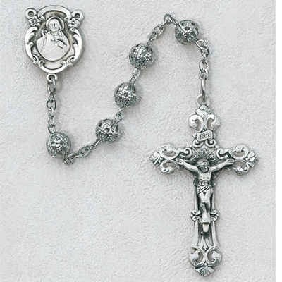 Filigree Metal Rosary Sterling Silver