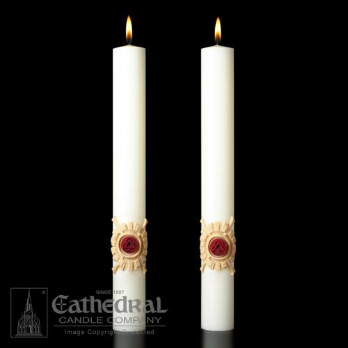 Paschal Holy Trinity Complementing Altar Candles Pair