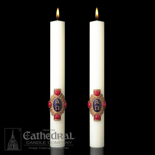 Paschal Christ Victorious Complementing Altar Candles Pair