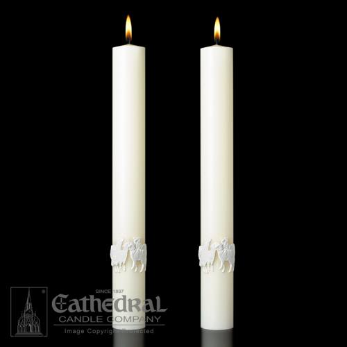 Paschal The Good Shepherd Complementing Altar Candles Pair