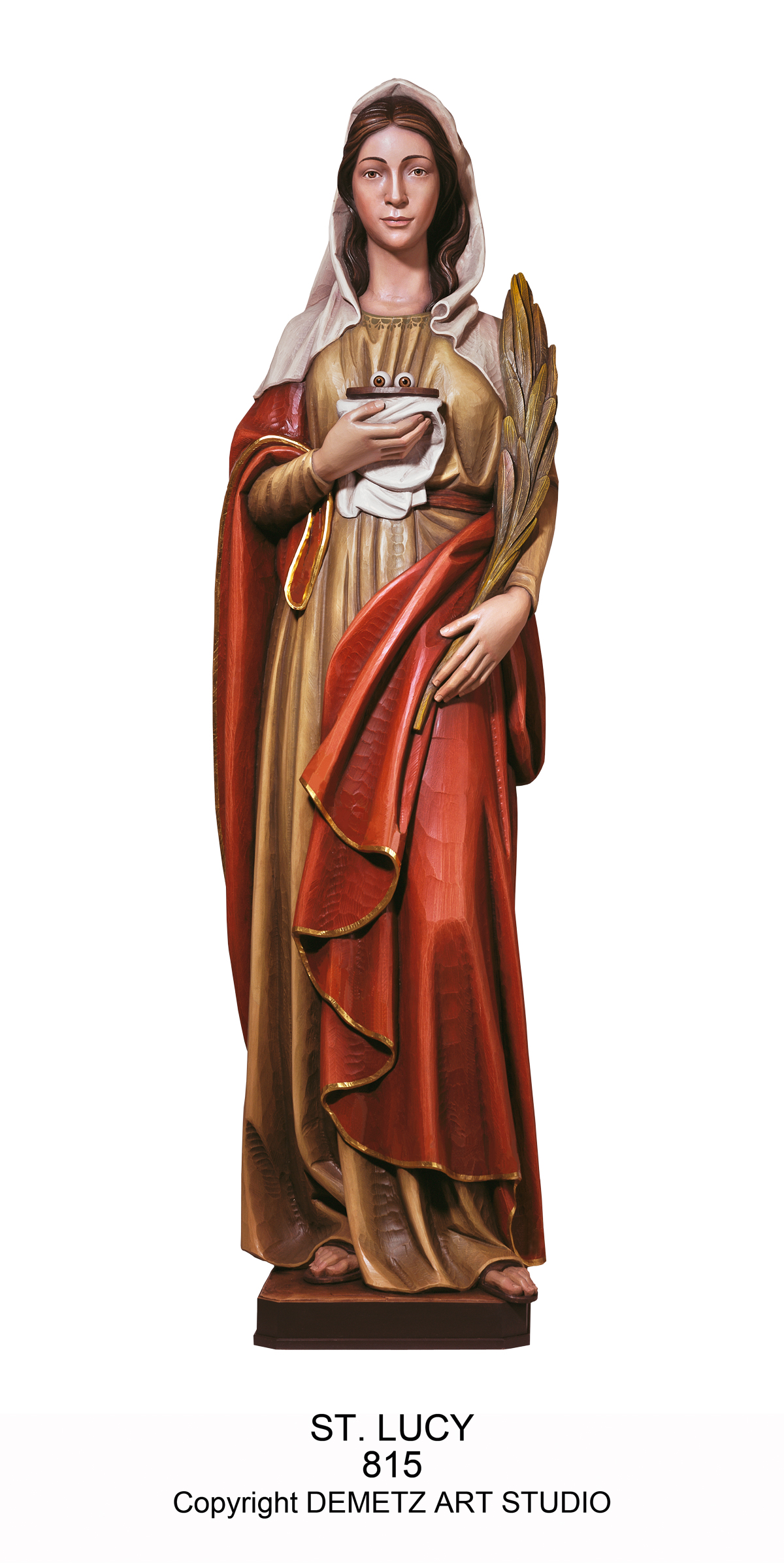 Statue St. Lucy 36" Linden Wood