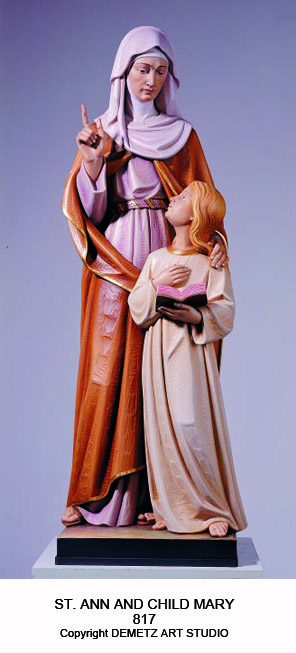 Statue St. Anne With Mary 36" Linden Wood
