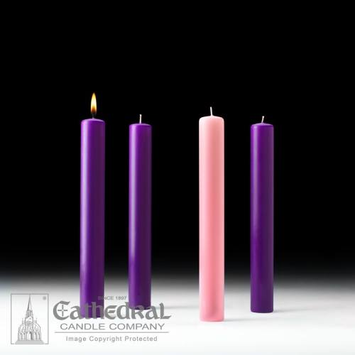 Advent Candle Set 51% Beeswax 1-1/2" x 12" Purple Rose