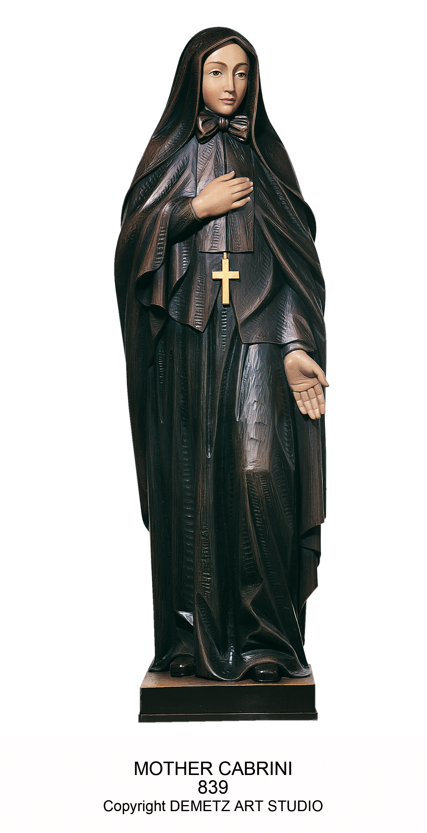Statue St. Frances Cabrini 36" Linden Wood
