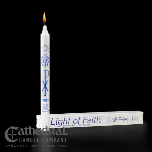 Baptismal Candle Light of Faith Stearine Individual