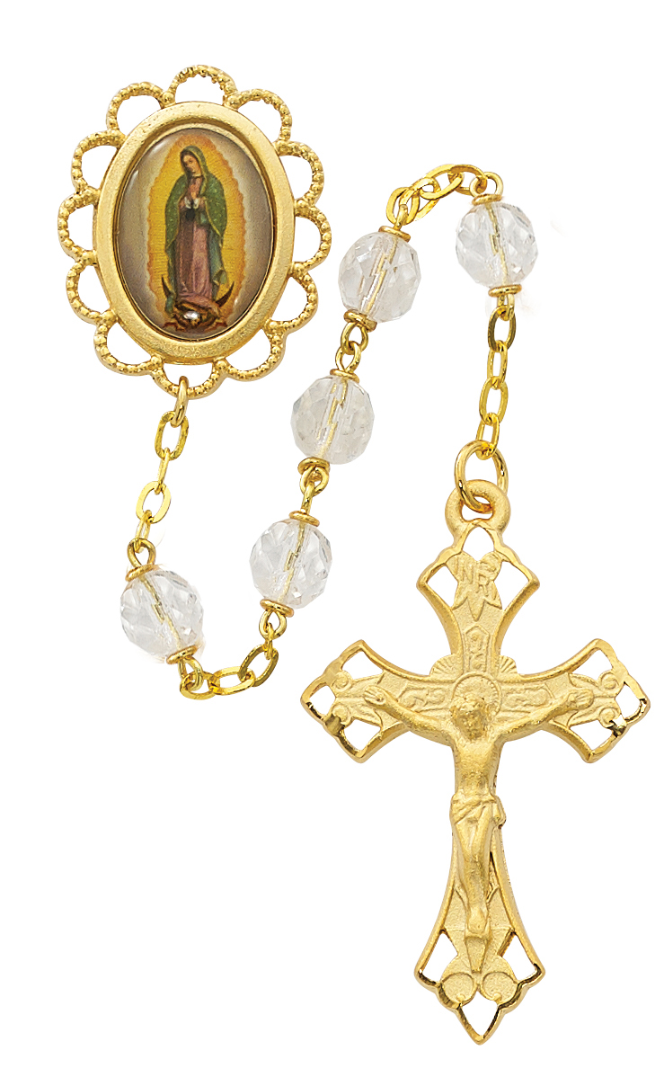 Clear Glass Guadalupe Rosary