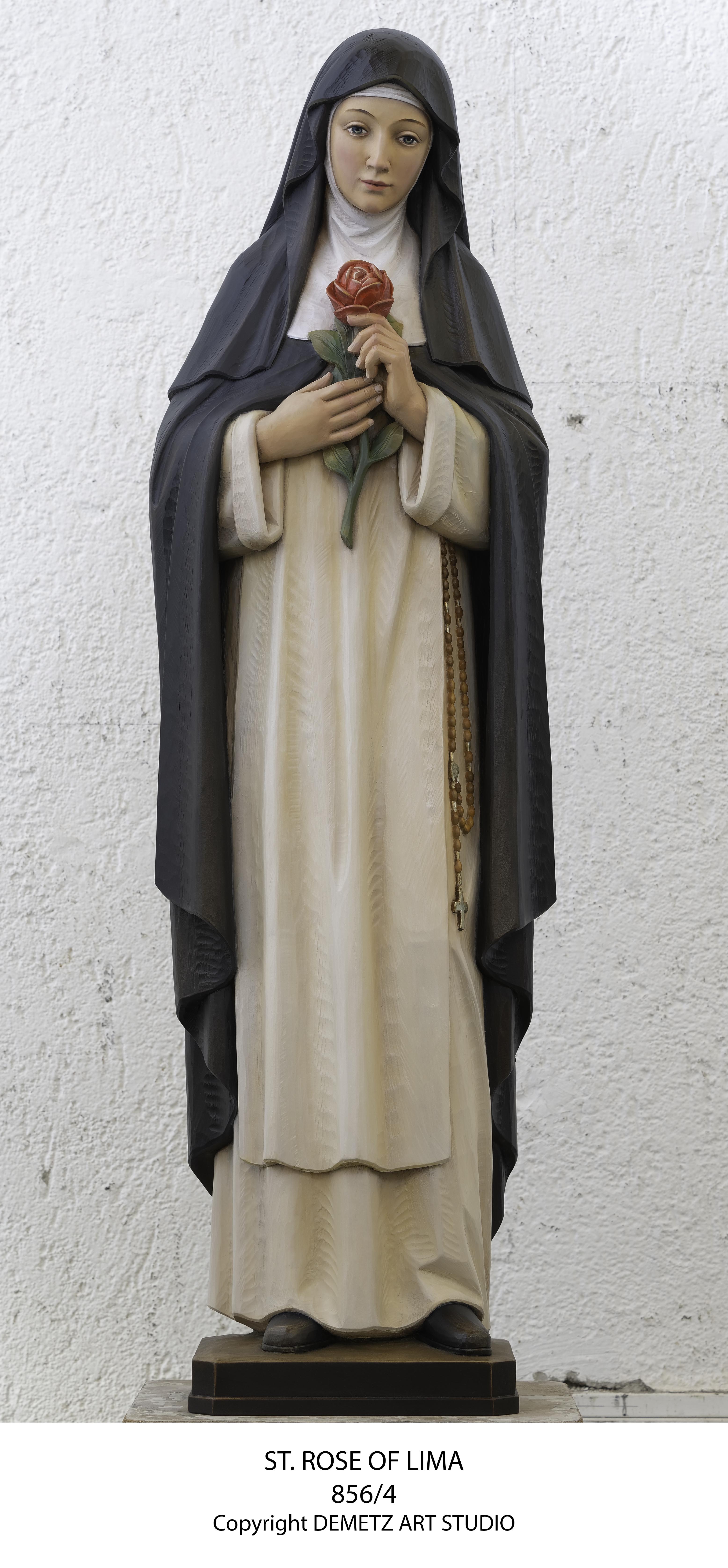 Statue St. Rose Of Lima 60" Linden Wood