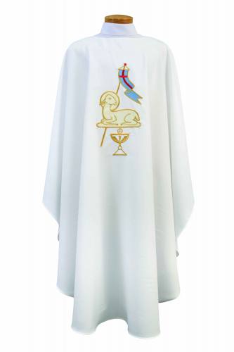 Chasuble Poly Linen Weave Lamb Chalice