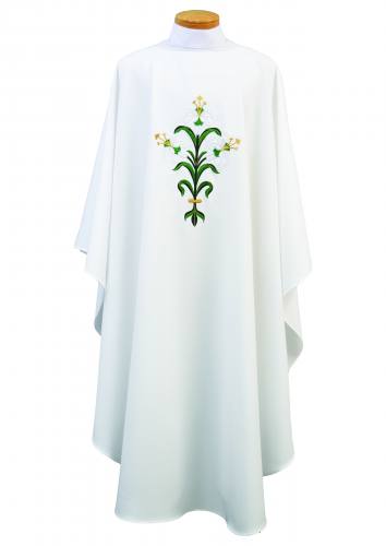 Chasuble Poly Linen Weave Easter Lilies