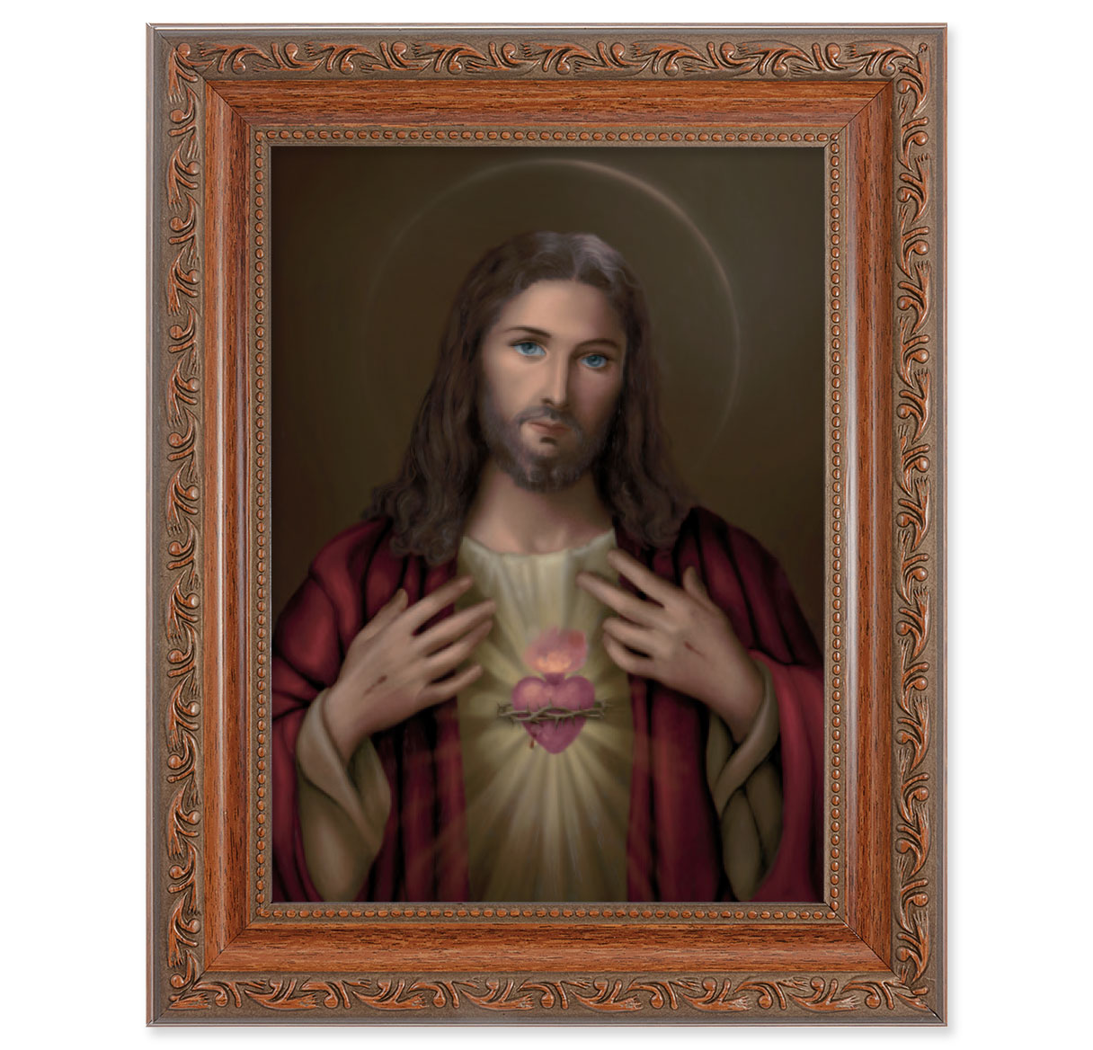 Print Sacred Heart of Jesus 6 x 8 inch Mahogany Framed