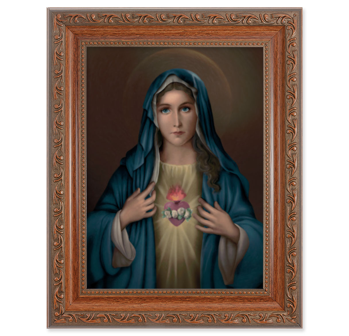 Print Immaculate Heart of Mary 6 x 8 inch Mahogany Framed