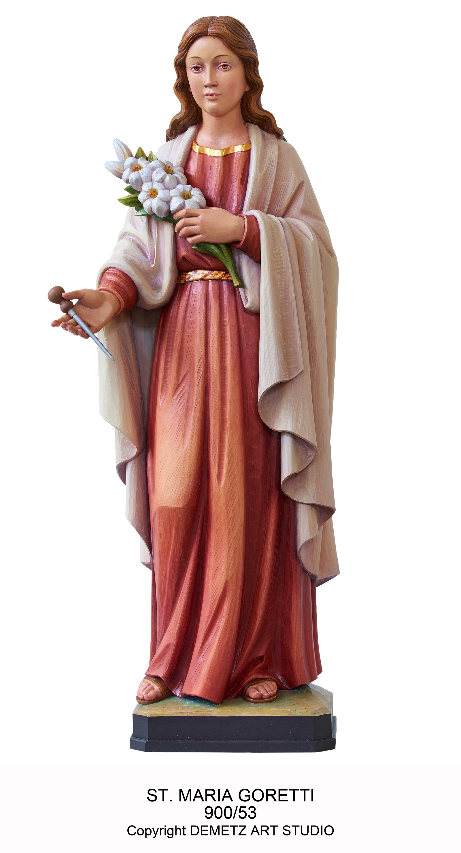 Statue St. Mary Goretti 36" Linden Wood