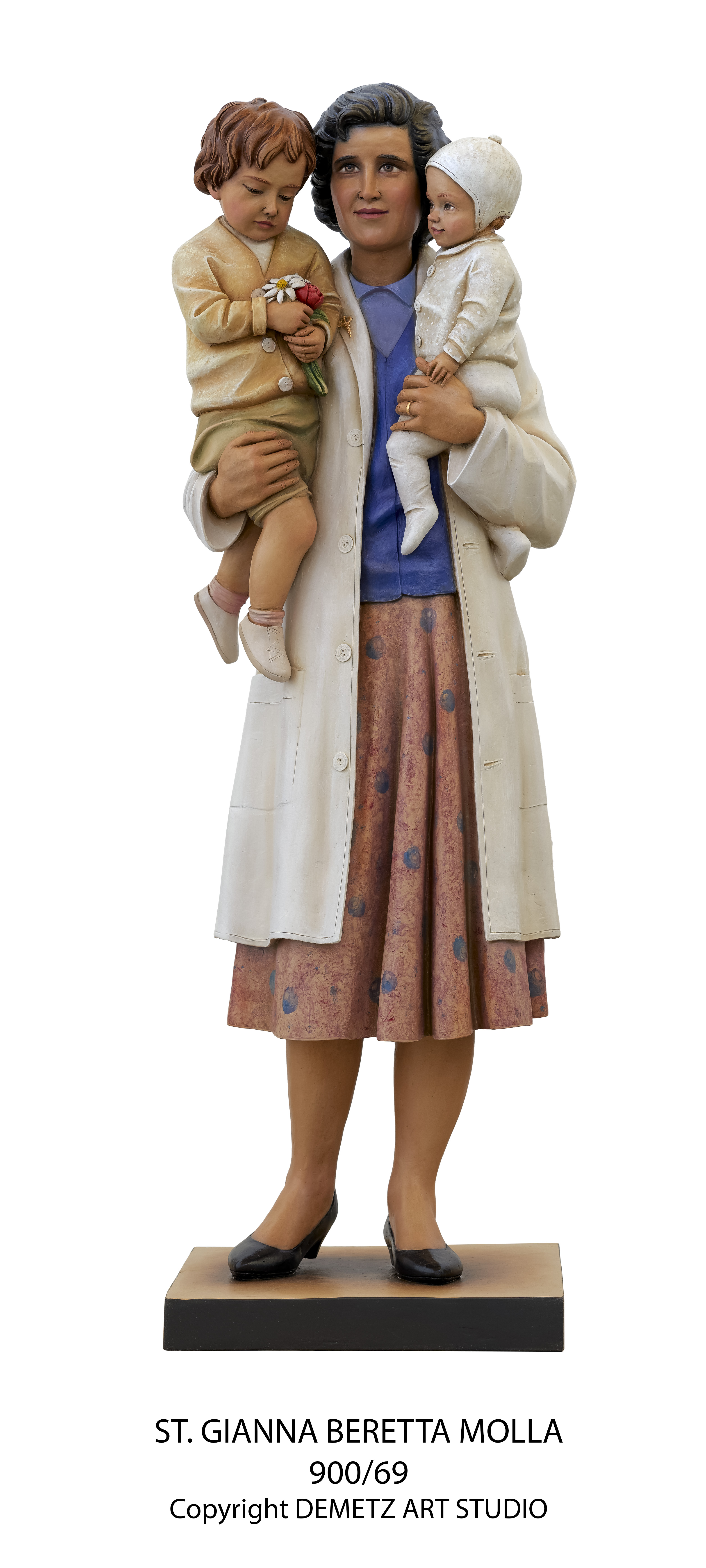 Statue St. Gianna Beretta Molla With Children 48" Fiberglass