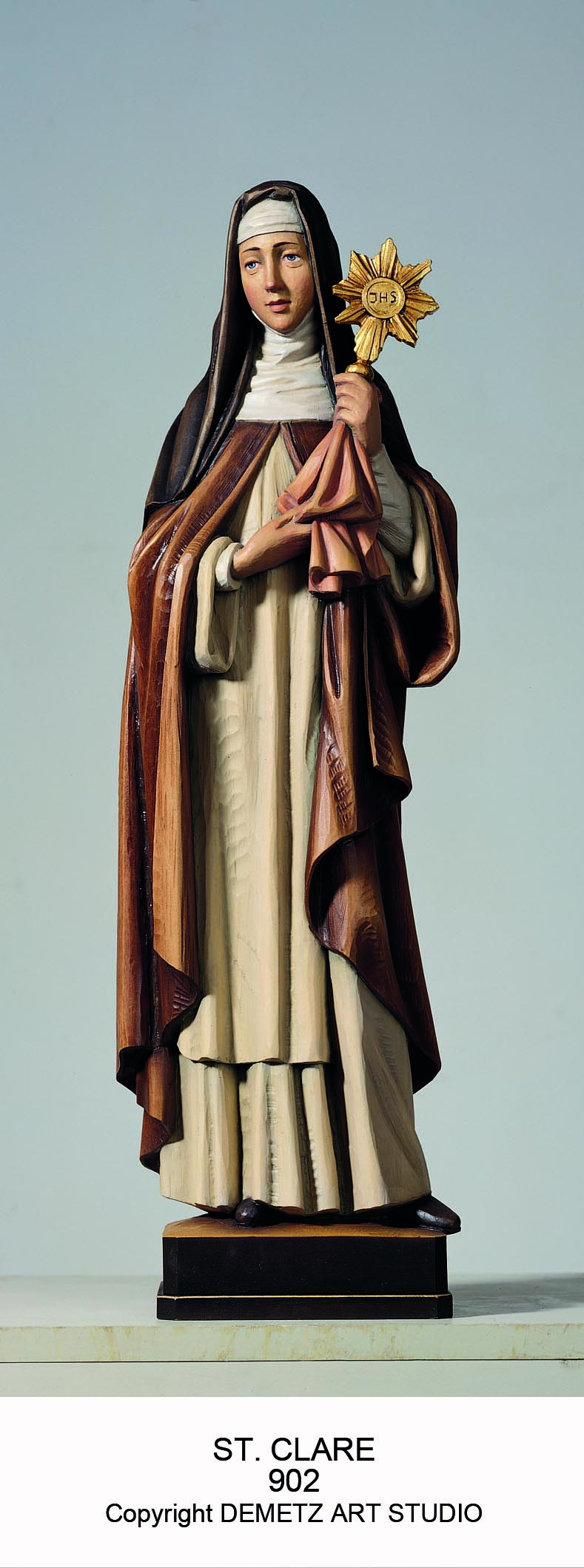 Statue St. Clare 36" Linden Wood