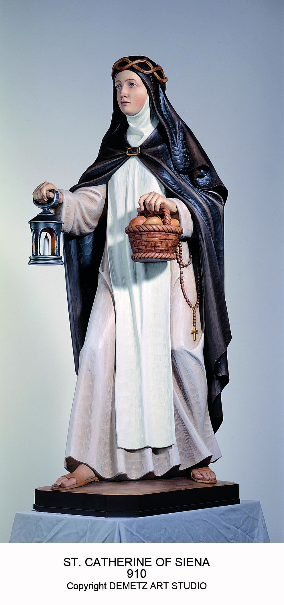Statue St. Catherine Of Siena 36" Linden Wood