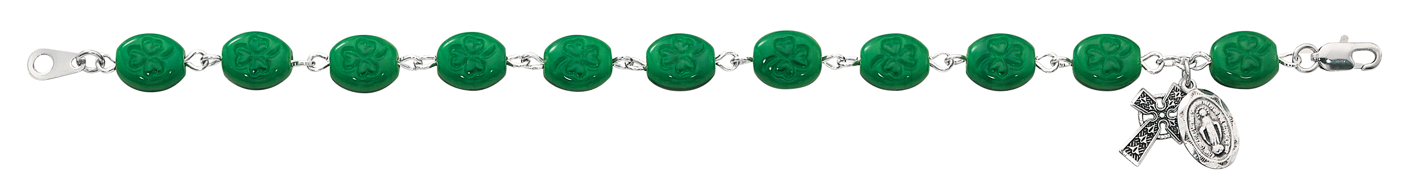 7.5in Green Shamrock Bracelet