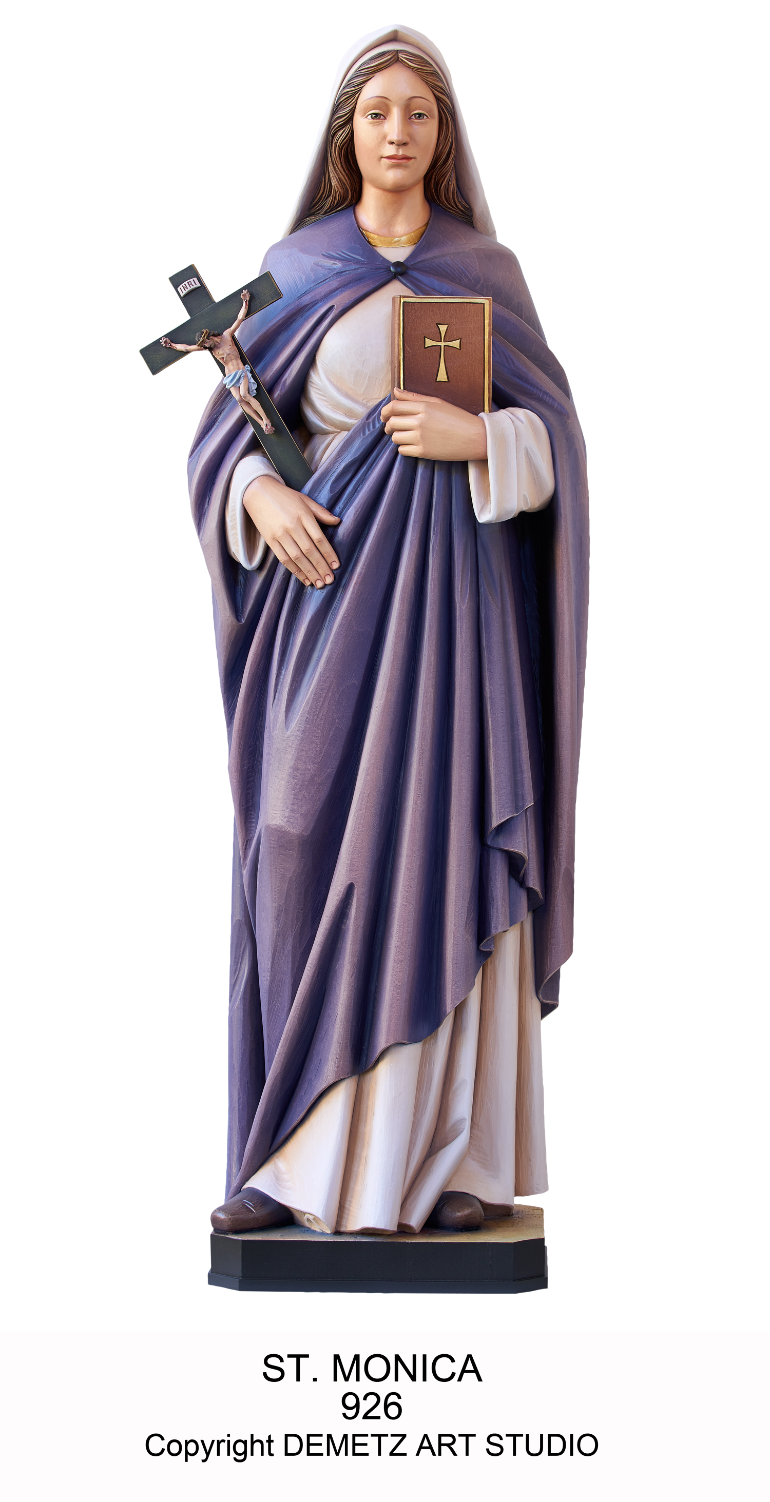 Statue St. Monica 36" Linden Wood