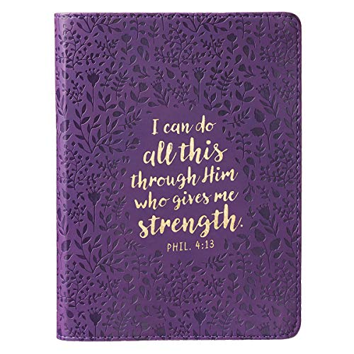 Journal All This Through Him Purple Faux Leather