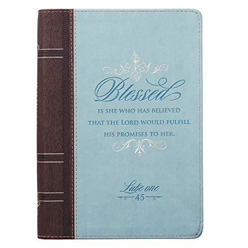 Journal Blessed Is She  Blue Faux Leather