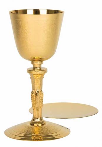 Chalice Paten Set 24 KT Gold Plated Straw Texture A-415G