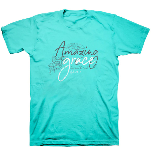 T-Shirt Grace Drawings Aqua Womens Small