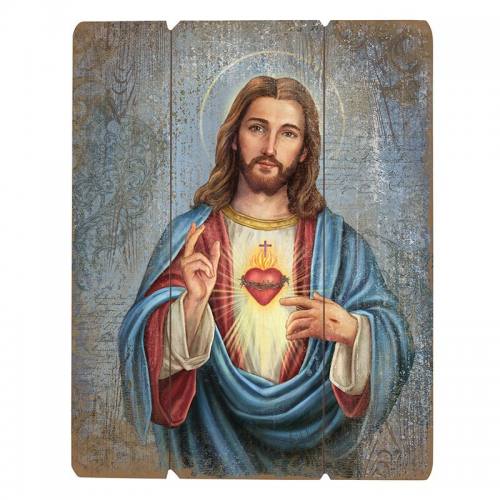 Wood Pallet Sacred Heart of Jesus 12 x 15 Inch