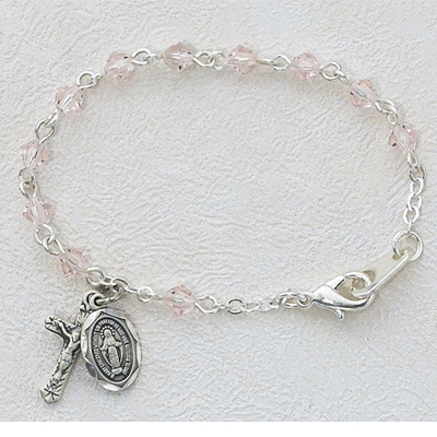 5.5in Pink Crystal Baby Bracelet