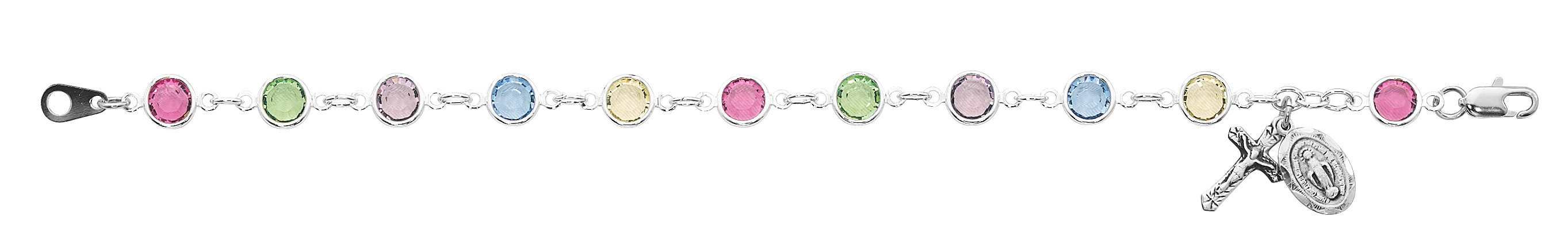 7.5in Multi Crystal Bracelet Sterling Silver