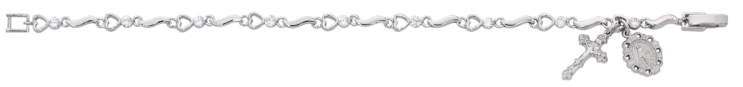 7.5in Cubic Zirconia and Hearts Bracelet