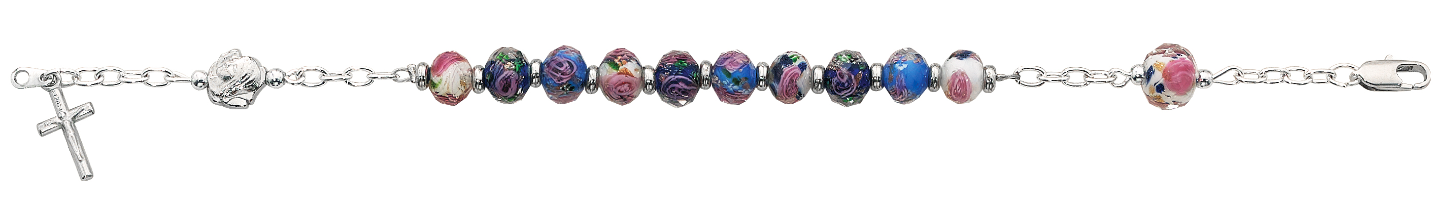 7.5in Multi Crystal Rosary Bracelet