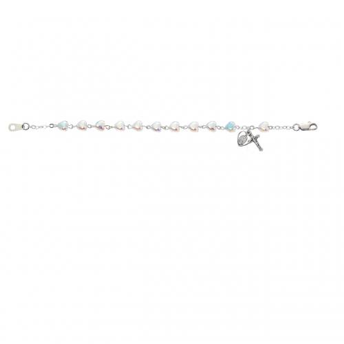 6.5in Sterling Crystal Heart Communion Bracelet