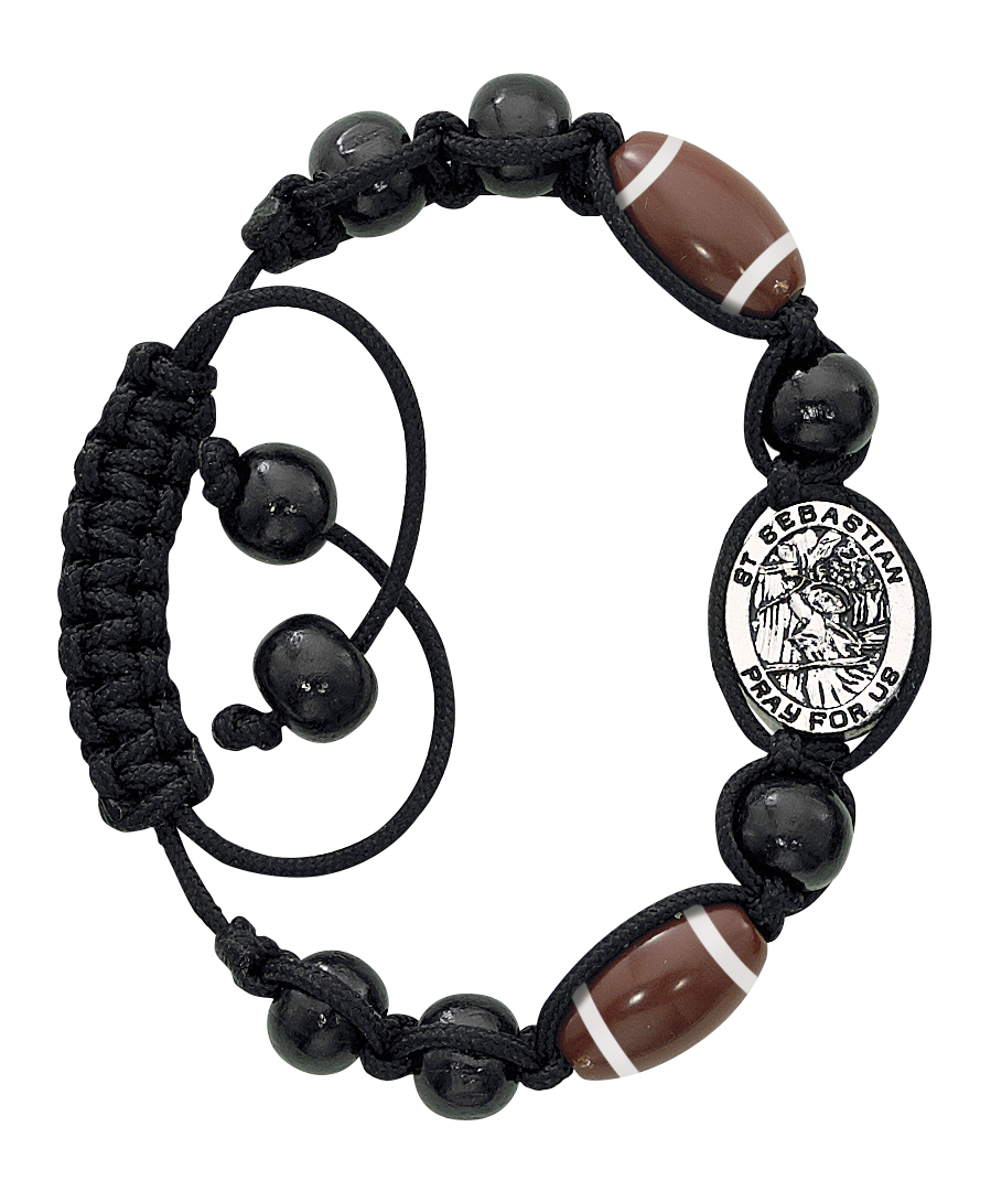 St. Sebastian Adjustable Football Bracelet