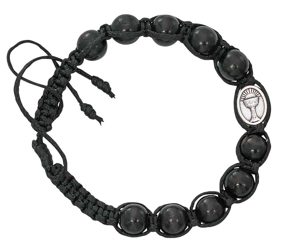 Black Wood Corded Communion Bracelet