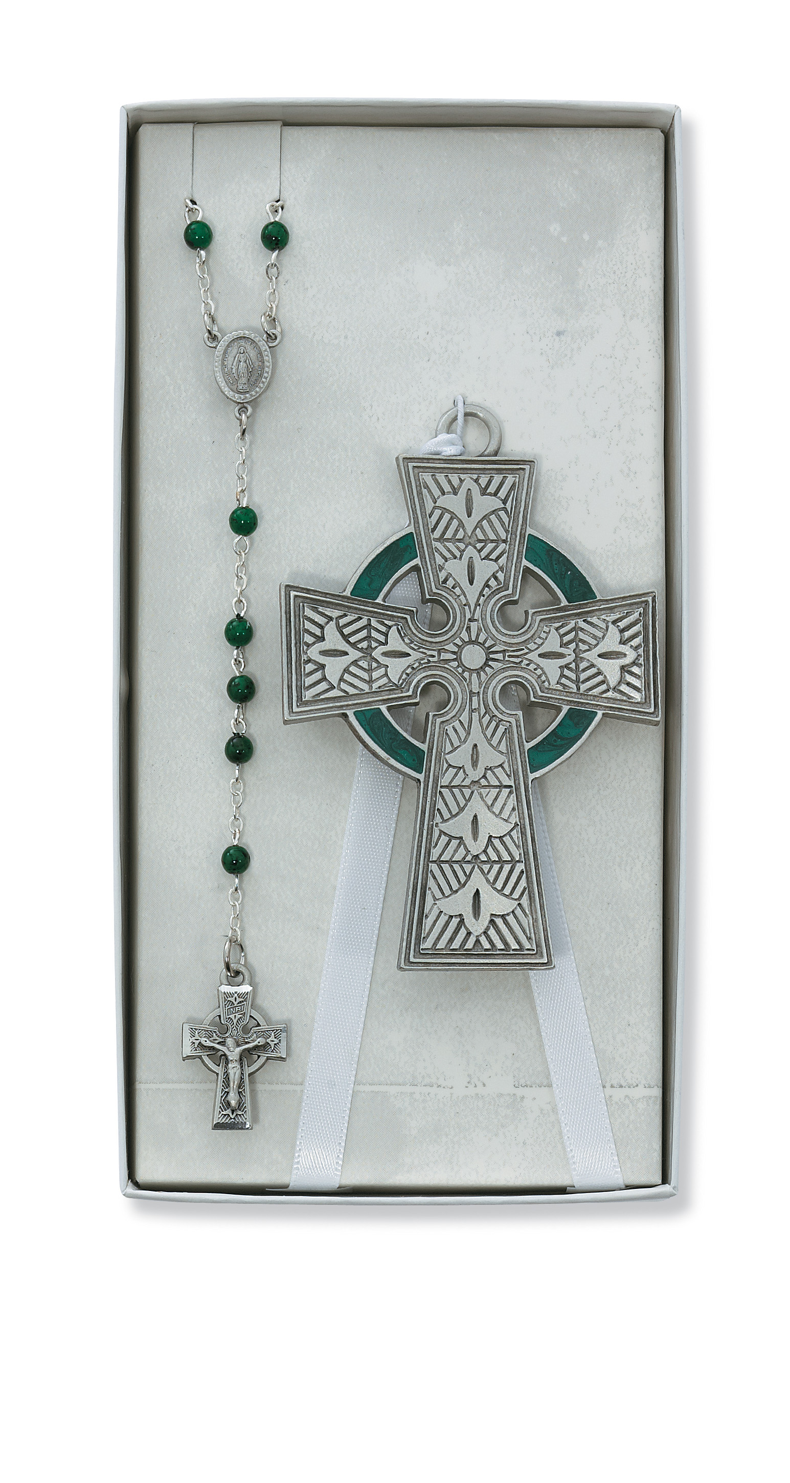 Celtic Crib Cross and Rosary Set