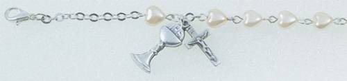 First Communion Pearl Heart Bracelet Chalice