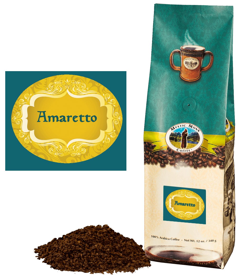 Mystic Monk Coffee Amaretto Ground Medium Roast 12 oz..