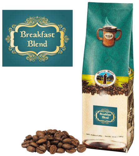 Mystic Monk Coffee Breakfast Blend Whole Bean Light Roast 12 oz.