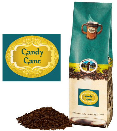 Mystic Monk Coffee Candy Cane Blend Ground Flavored 12 oz.