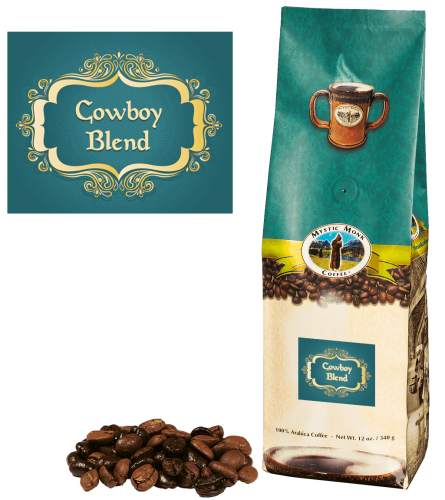 Mystic Monk Coffee Cowboy Blend Whole Bean Dark Roast 12 oz.