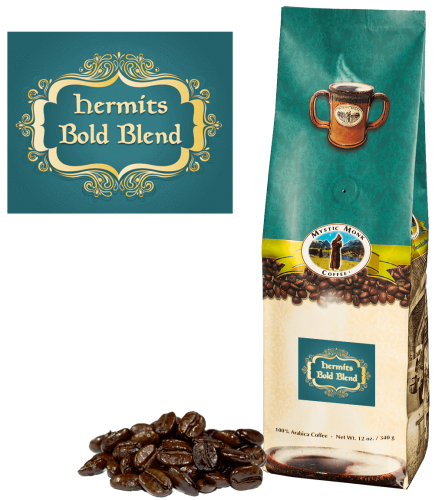 Mystic Monk Coffee Hermits Bold Blend Whole Bean Dark 12 oz.