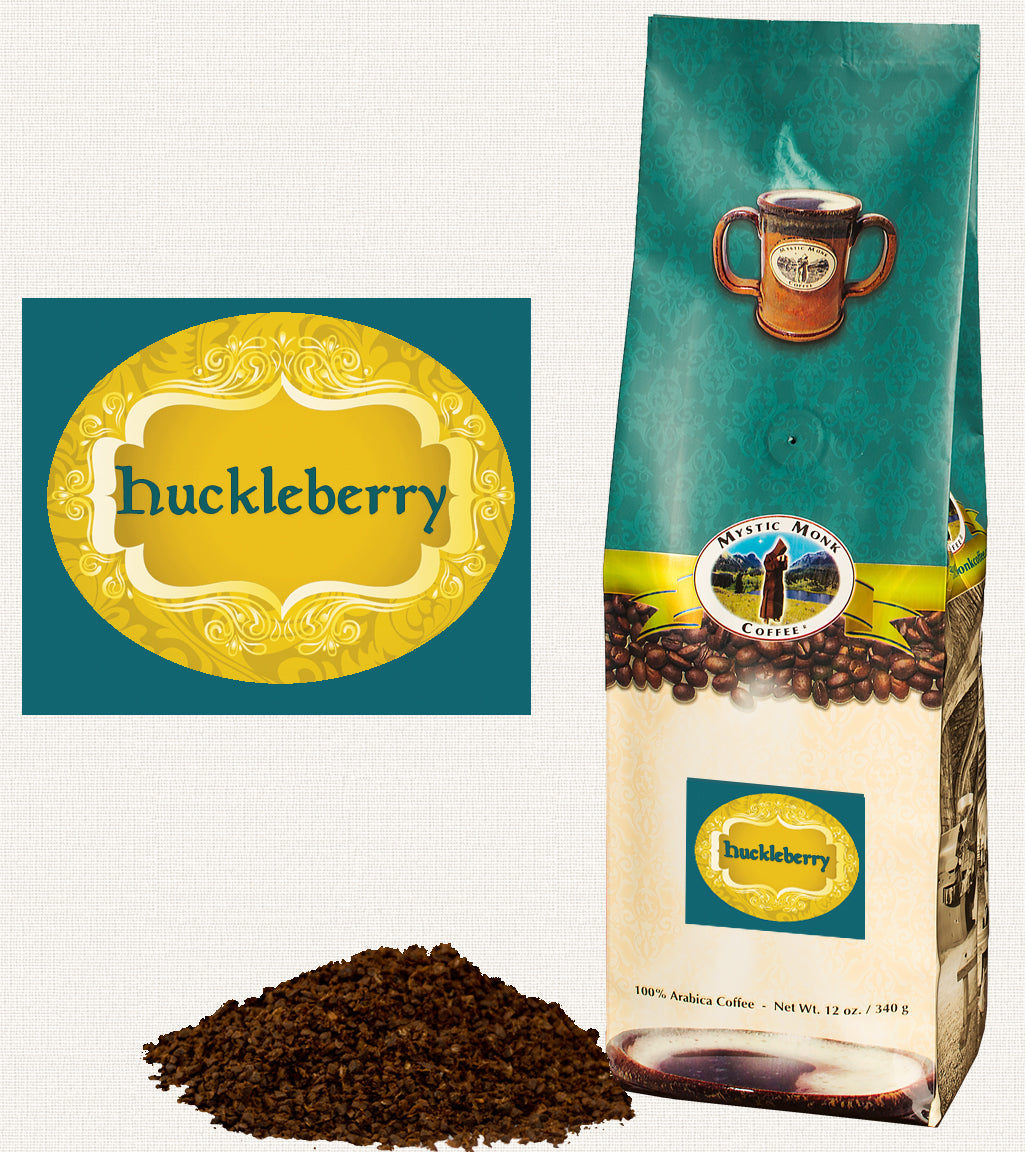 Mystic Monk Coffee Huckleberry Ground Medium Roast 12 oz..