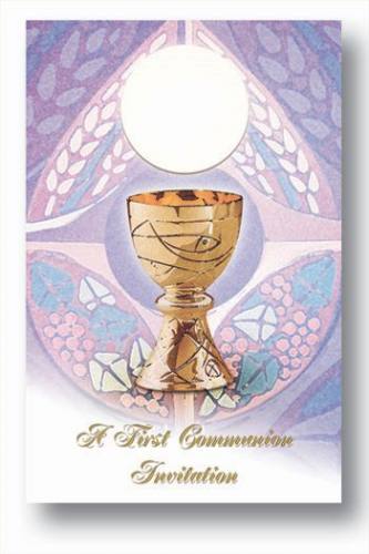 First Communion Invitations Purple